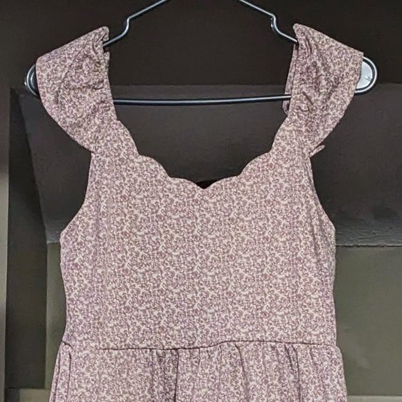 Dusty Pink Floral Ruffle Dress - Picture 1 of 7